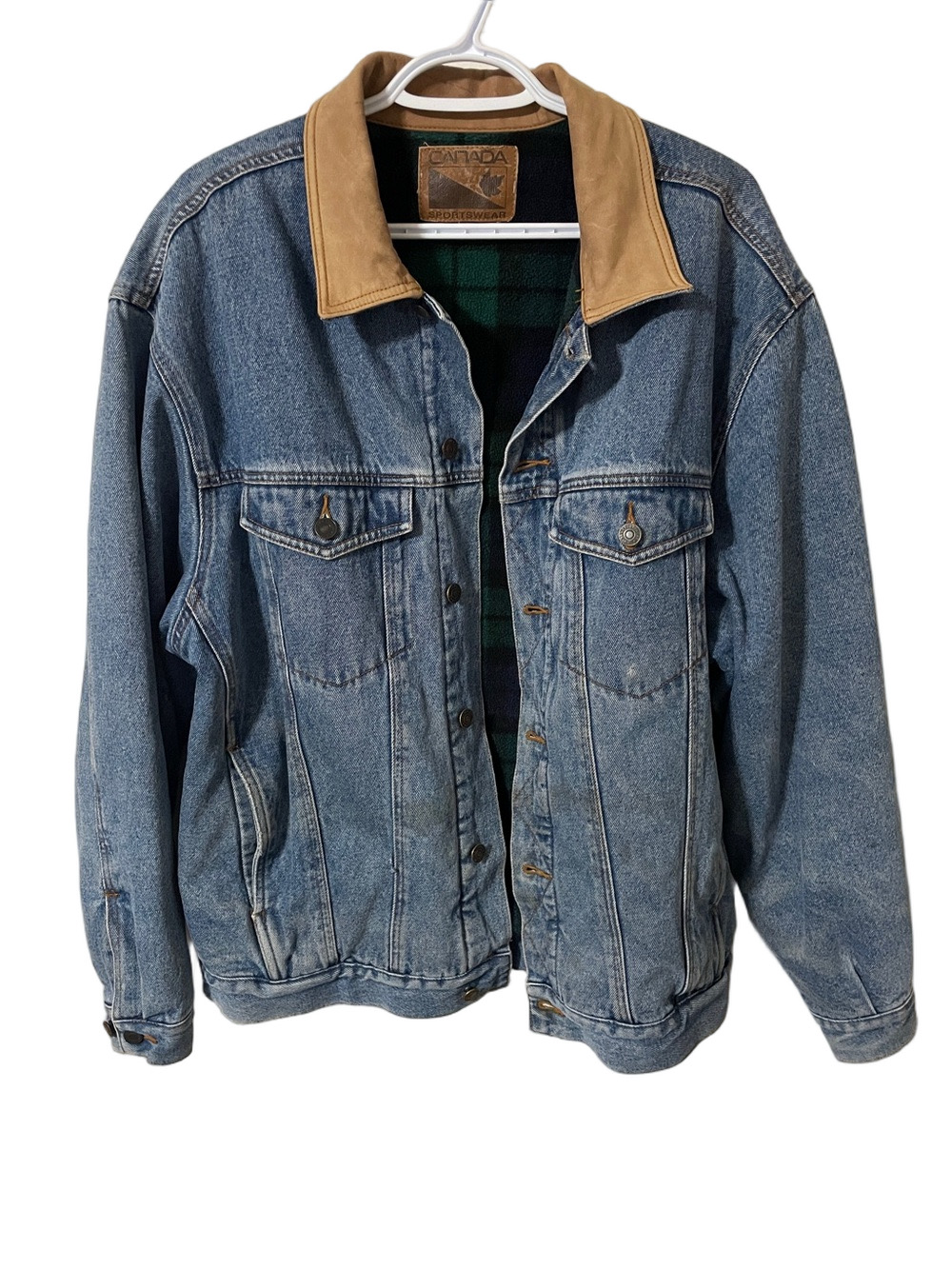 Vintage Canada Sportswear Truckers Fleece Lined Denim Jacket Size Large